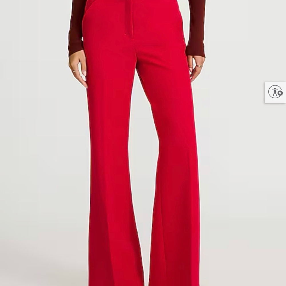 Express Red High-Rise Wide-Leg Trousers